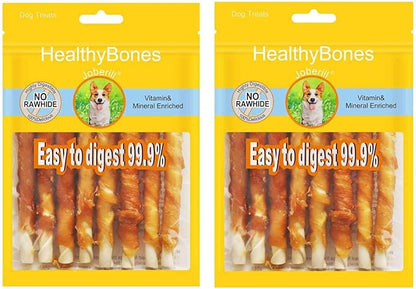 HealthyBones Chicken Breast Wrapped Natural Dog Treats for Coton de Tulear and Other Small Companion Dogs, 18 Count