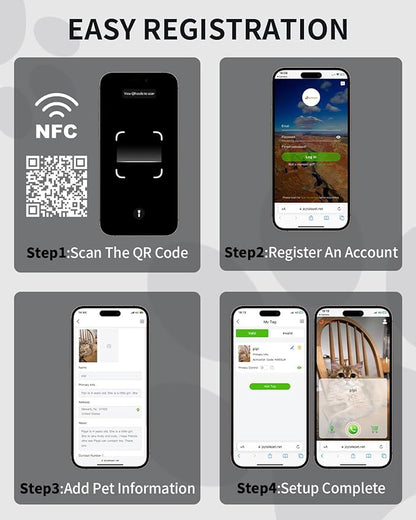 Joytale [ NO APP Required ] Silent Silicone QR Code Dog Tag, Slide On Dog Tags for 3/8-5/8 Inch Wide Collars or Vest, NFC Pet Online Profile, Scan QR to Send Location Alert Email, Black, S