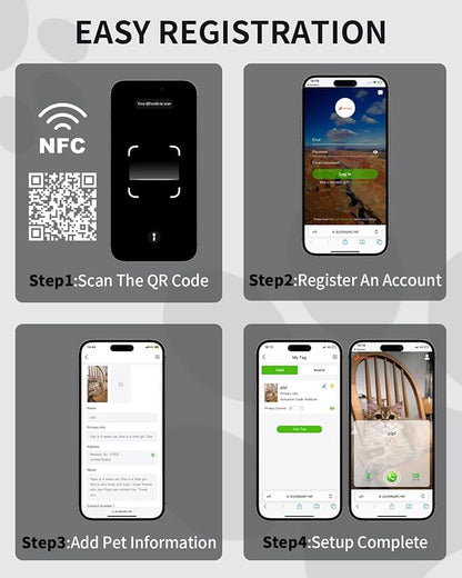 Joytale [ NO APP Required ] Silent Silicone QR Code Dog Tag, Slide On Dog Tags for 1.2-1.6Inch Wide Collars or Vest, NFC Pet Online Profile, Scan QR to Send Location Alert Email, Black, L