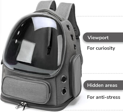 Cat Backpack Carrier for Cats and Small Dogs, Breathable Cat Bubble Backpack, Airline Approved Pet Travel Carrier(Grey)