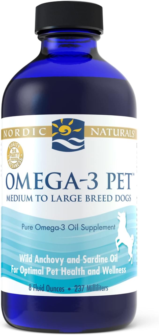Nordic Naturals Omega-3 Pet, Unflavored - 8 oz - 1518 mg Omega-3 Per Teaspoon - Fish Oil for Medium to Large Dogs with EPA & DHA - Promotes Heart, Skin, Coat, Joint, & Immune Health