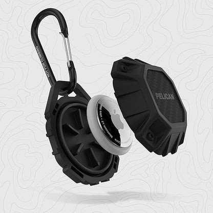 Pelican Marine AirTag Holder - Waterproof AirTag Keychain with Carabiner Clip [Impact Resistant] [Travel Essentials] Protective Apple Air Tag Case for Dog Collar, Backpack, Keys, Luggage - Black