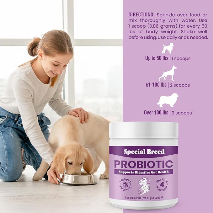 Probiotic Powder for Dogs - Probiotics Digestive Supplement with Bone Broth for Your Dog, Supports Healthy Pet Digestion, 8.2 oz