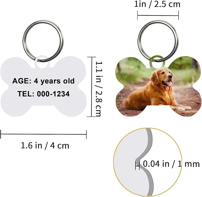 50 Pcs Sublimation Blank Dog Tags Bone Shaped DIY Double Sided Aluminum Dog ID Tags Bone Shaped Pet Name Tags Dog Collar Tags with Dogs and Cats