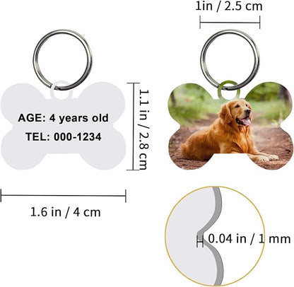 50 Pcs Sublimation Blank Dog Tags Bone Shaped DIY Double Sided Aluminum Dog ID Tags Bone Shaped Pet Name Tags Dog Collar Tags with Dogs and Cats