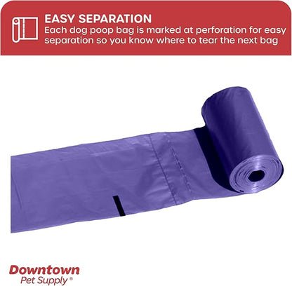 Downtown Pet Supply 960 Count Dog Poop Bags Refills with Leash Clip and Bone Bag Dispenser, Purple - Dog Waste Bags Unscented and Leak-Proof with Dog Poop Bag Dispenser - 12.5 x 8.5"