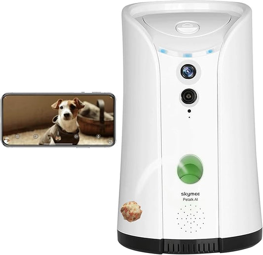 SKYMEE Petalk AI Dog Camera Automatic Treat Dispenser, 5G&2.4G WiFi HD Pet Camera, Remote Treat Tossing