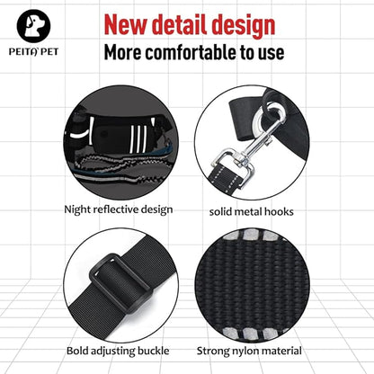 Hands Free Dog Leash Waist Leash for Dog Walking Bungee Leash Dog Running Belt for 【Medium & Large Dogs, 20-70 lbs】 Fanny Pack for Walker Hiking Jogging…