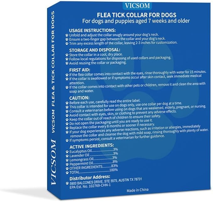 4 Pack Flea Collar for Dogs, Dog Flea and Tick Collar 8 Months Flea and Tick Prevention for Dog, Waterproof Adjustable Puppy Collar Natural Tick and Flea Collars for Small Medium Large Dogs, Yellow