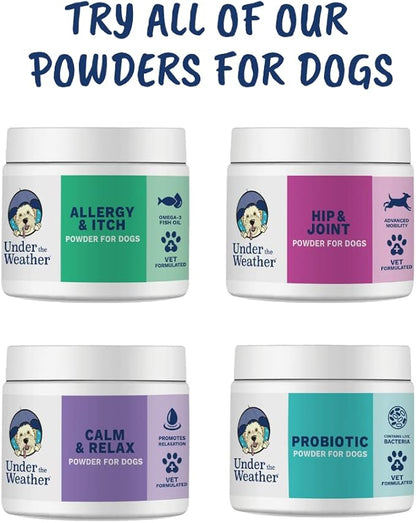 Under The Weather Allergy & Itch Relief Powder for Dogs | Dog Allergy and Itch Aid | Immune Booster and Skin & Coat Supplement for Dogs | Aids Seasonal Allergies, Skin Hot Spots & Anti-Itch