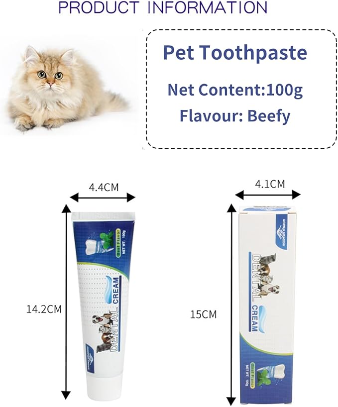 Cat Dog Pet Toothbrush & Toothpaste Kit,360 Degree Pet Toothbrush,Pet Teeth Cleaning kit,Reduces Plaque, Whitens Teeth, Freshens Breath
