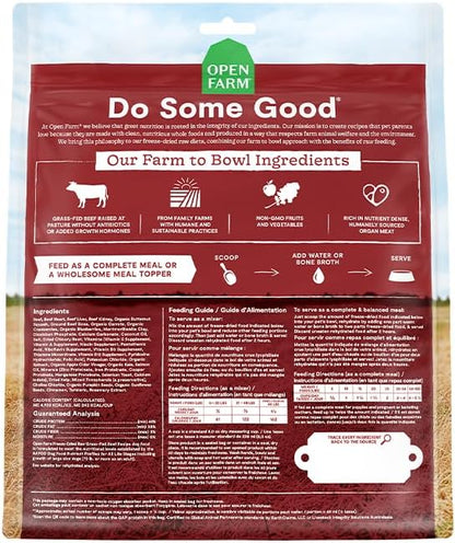 Open Farm Freeze Dried Raw Dog Food, Humanely Raised Meat Recipe with Non-GMO Superfoods and No Artificial Flavors or Preservatives (31.5 Ounce (Pack of 1), Grass Fed Beef Recipe)