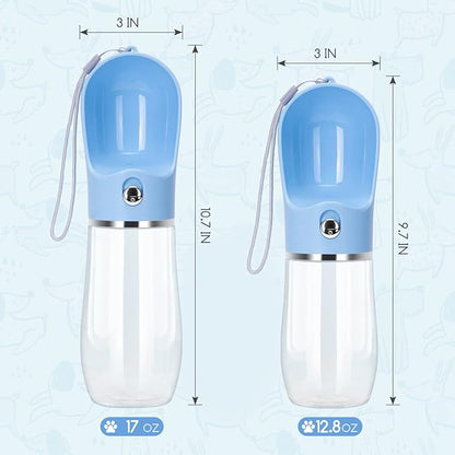 Nobleza Dog Water Bottle, Leak Proof Portable Pet Water Bottle Dispenser BPA-Free Puppy Water Bottle for Outdoor Walking, Hiking, Travel, Food Grade Plastic (12.8oz, Blue)