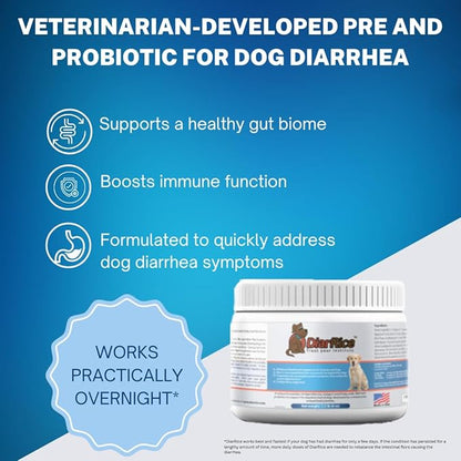 Probiotic for Dog Diarrhea, Anti Diarrhea for Dogs, Diarrhea Medicine for Dogs' Bloating, Gas, and Stomach Discomfort. Puppy Probiotics for Diarrhea. Dogs Upset Stomach Relief Medication.