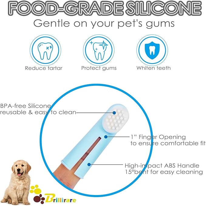 Dog Toothbrush Set of 12, Soft Silicone Finger Toothbrushes, Double Head Cat Teeth Cleaning & Dental Care for Small, Medium&Large Pets