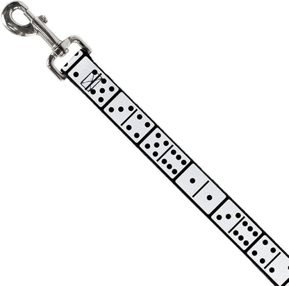 Dog Leash Dominoes Black White Black 6 Feet Long 1.0 Inch Wide