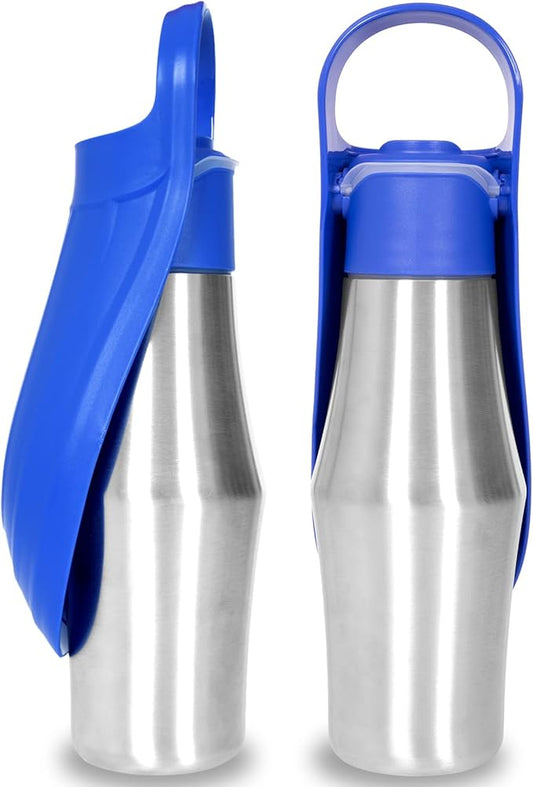 Dog Water Bottle, Portable Dog Water Bottle Dispenser - 27 OZ Stainless Steel Leak-Proof Water Bottle for Dogs On The Go, Perfect for Travel, Walking, Hiking and Outdoor Activities, Blue