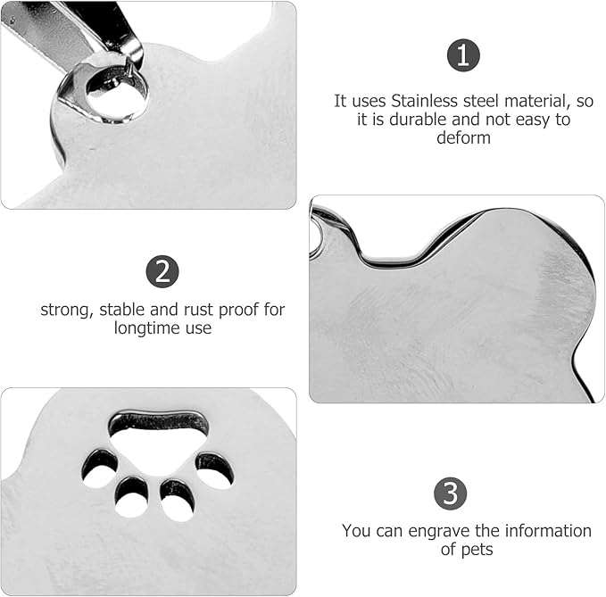 10pcs Dog Tag Blank Labels Dog Name Tag Dog Identification Tags Personalized Tags for Dogs Puppy Tag Dog Collar Charms Dog Id Tag Blank for Engraving Metal Pet Bone