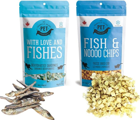 Cod & Sardines for Dogs & Sardines for Cats (4.59 oz, Pack of 2) - Dehydrated Single Ingredient Dog Treats - Natural Dog Treats, Grain Free