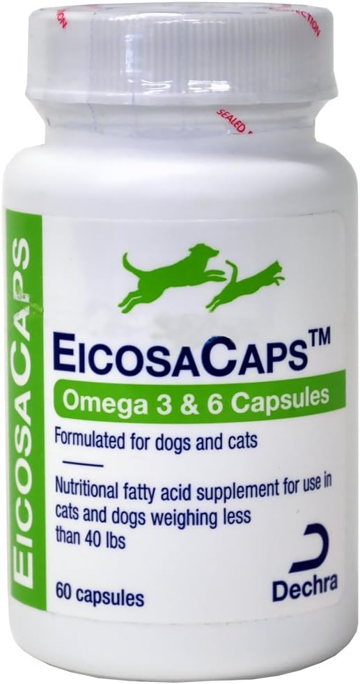 Dechra EicosaCaps Omega 3 & 6 Capsules for Cats and Dogs Under 40 lb 60 Count