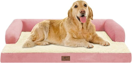 Large Dog Bed Orthopedic Washable Extra XL XLarge Big Dog Bed with Washable Bolster & Memory Foam Couch Sofa - Waterproof with Removable Cover