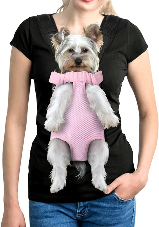 YUDODO Pet Dog Carrier Backpack Adjustable Dog Front Carrier, Legs Out Easy-Fit Dog Travel Backpack Carrier for Hiking Camping for Small Medium Dogs Cats and Rabbits (Medium, Pink)