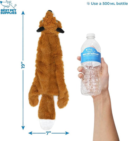 Best Pet Supplies Stuffing Free Squeaky Dog Toys for Small Dogs, Medium Dogs, and Large Dogs, Durable, Best Dog Chew Toy for Teething Puppy, Indoor Play, Holds Plastic Bottle - Fox, Medium