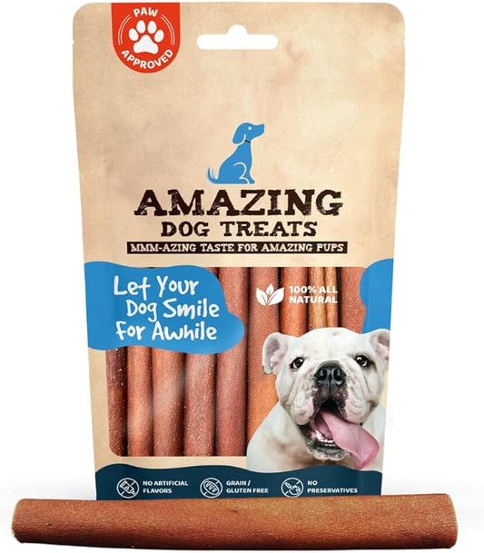 Amazing Dog Treats 6 Inch Collagen Stick - (15 Count) - Collagen Bully Sticks for Dogs - 95% Natural Collagen Sticks for Dogs - No Hide Bones for Dogs