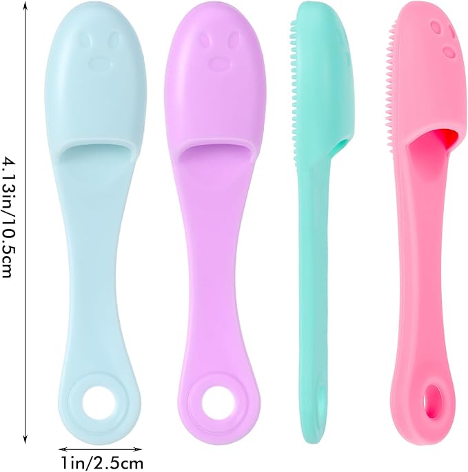 4 Pack Dog Finger Toothbrush, Dog Toothbrush Kit Surround Bristles for Easy Teeth Cleaning, Food Grade Silicone Dog Finger Toothbrush Fits Most Fingers, Toothbrush for Dogs & Cats Dental Care