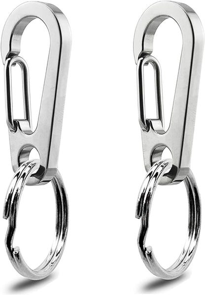 IVIA Dog Tag Clips / 2 Pack/Multiple Size 304 Stainless Steel Quick Clip with Rings/Easy Change Dog Cat ID Tag Holder for Small pet Collars and Harnesses.(2 Large Silver)