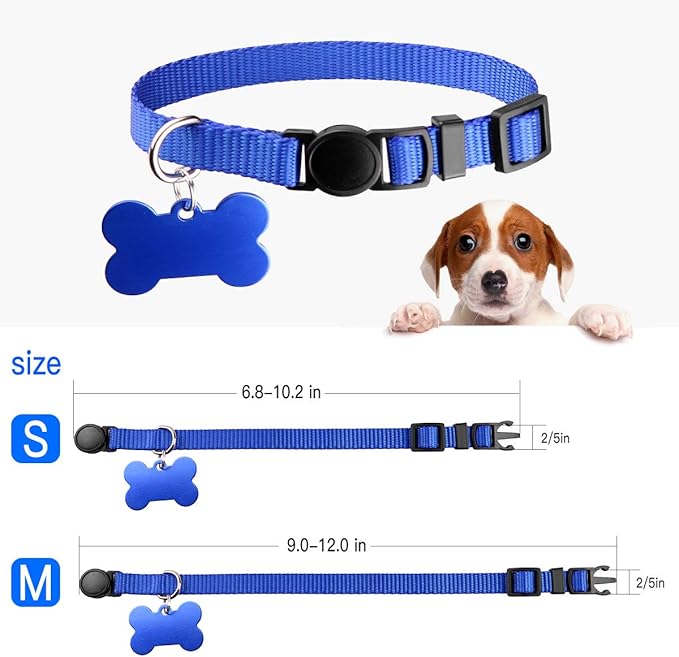Upgraded Puppy Collars for Litter Puppy ID Collars Whelping Supplies Soft Nylon Breakaway Coloured Collars with 12 ID Tags and 6 Record Keeping Charts(S)
