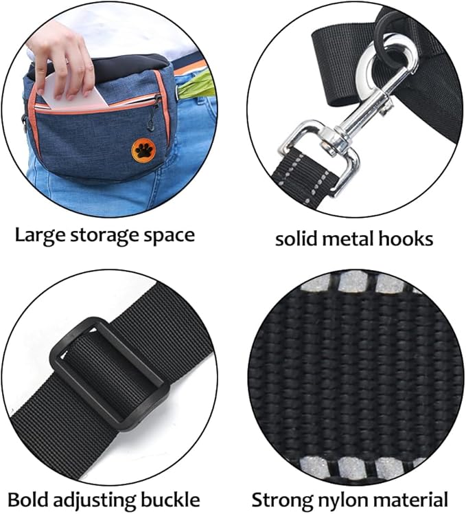 Hands Free Dog Leash Waist Leash for Dog Walking Bungee Leash Dog Running Belt for Medium & Large Dogs, 20-70 lbs Fanny Pack for Walker Hiking Jogging…