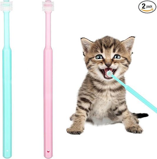 2 Pack Puppy Tooth Brushing Kit, 360 Degree Silicone Dog / Cat Toothbrush Pet Dental Care Dog Oral Hygiene Deep Clean Pet Teeth Cleaning Tool Soft Bristles Friendly to Gums, Easy to Handle - Small