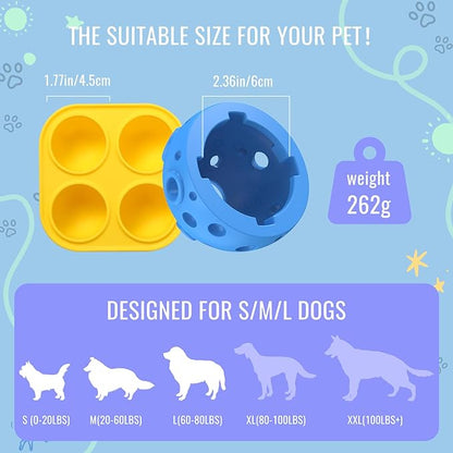 Fillable Dog Chew Toy, Treat Tray for Frozen Dog Food, DIY Fillable Rubber Treat Toy and Silicone Molds, Sturdy Chew Enrichment Stimulation Toys (Blue)