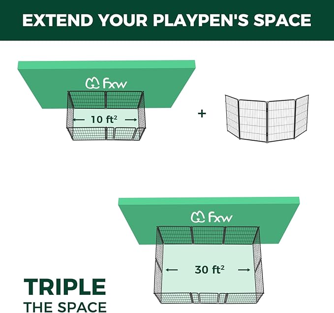 FXW Homeplus Dog Playpen Designed for Indoor Use, 40" Height for Large Dogs, Black│Patented