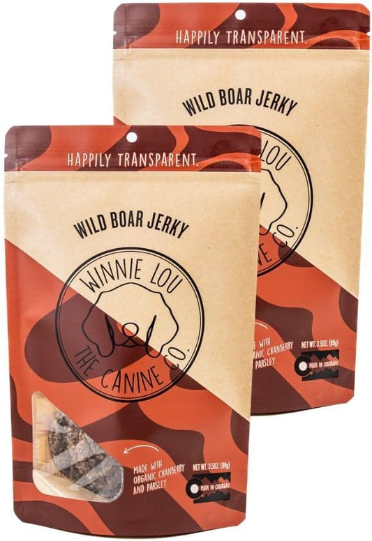 Winnie Lou Jerky Organic Jerky Dog Treats Made in The USA Human Grade Dog Treats Dog Jerky Treats All Natural Dog Treats Healthy Dog Treats (Wild Boar 2 Pack)
