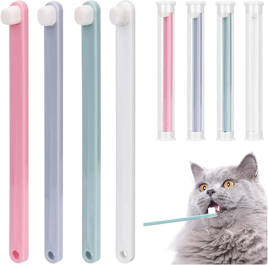 4pcs Toothbrushes for Pets, Dual Sided Cats & Dogs Toothbrushes with 4 Toothbrush Protection Tube Soft Kitten Teeth Cleaning Brush, Reduces Bad Breath & Keeps Dental Healthy