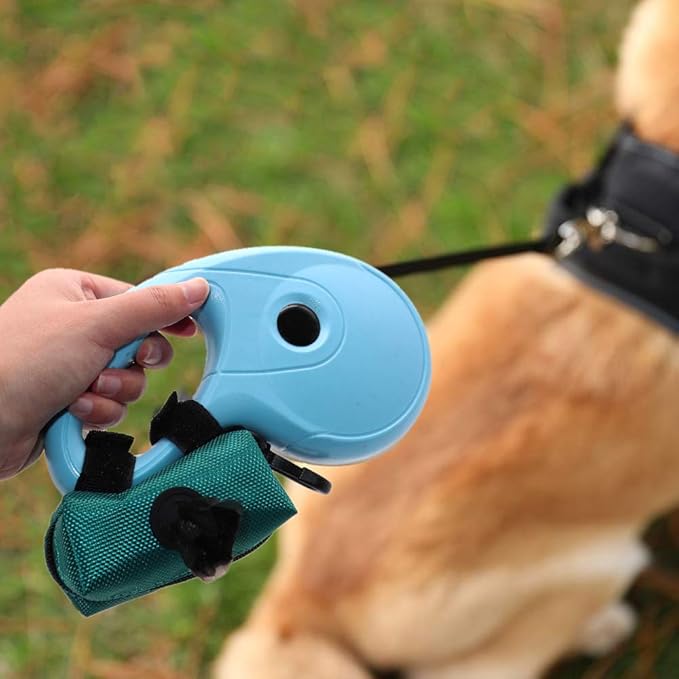 SLSON Pet Waste Bag Dispenser Zippered Pouch,Portable Dog Poop Bag Holder Leash Attachment Lightweight Fabric Bags (Green)