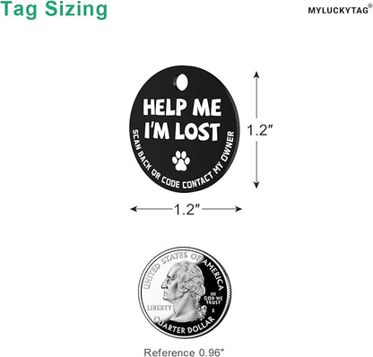 MYLUCKYTAG Stainless Steel QR Code Pet ID Tags Dog Tags - Pet Online Profile - Scan QR Receive Instant Pet Location Alert Email