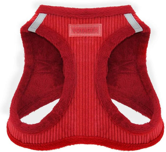 Voyager Step-In Plush Dog Harness – Soft Plush, Step In Vest Harness for Small and Medium Dogs by Best Pet Supplies - Harness (Red Corduroy), XL (Chest: 20.5 - 23")