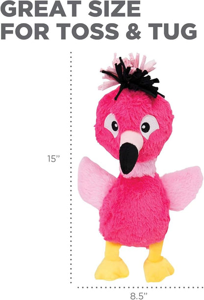 Outward Hound Braidy Budz Pink Flamingo Dog Toy - Cozy Plush Outside with Twisted Braided Jersey Inside, Small