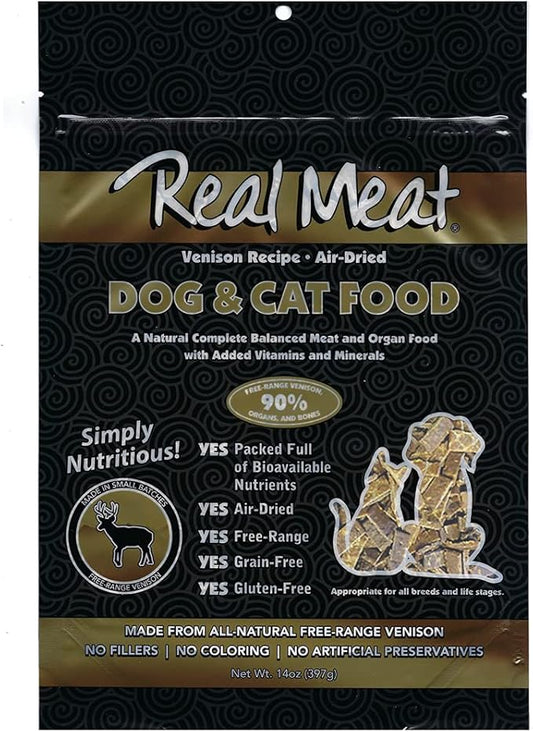 Real Meat Air Dried Cat Food & Dog Food w/Real Venison - 3.5lbs of USA-Crafted Grain-Free Dry Dog & Cat Food Sourced from Free-Range, Grass-Fed Venison - All Natural, High Protein Pet Food