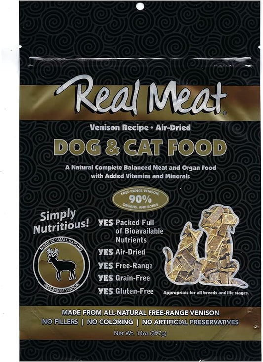 Real Meat Air Dried Cat Food & Dog Food w/Real Venison - 3.5lbs of USA-Crafted Grain-Free Dry Dog & Cat Food Sourced from Free-Range, Grass-Fed Venison - All Natural, High Protein Pet Food