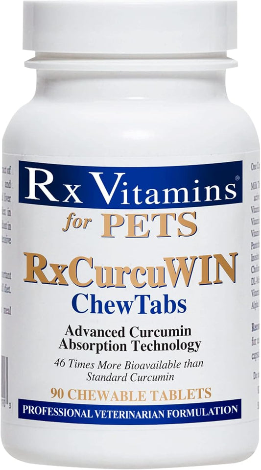 Rx Vitamins CurcuWIN Curcumin for Pets - Anti Inflammatory for Dogs - Cat Immune Support - Dog Digestive Support - 90 ct
