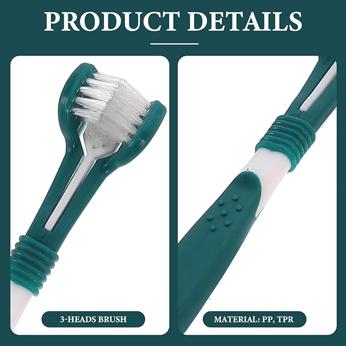 POPETPOP 5pcs 3-Sided Dog Toothbrush Cat Teeth Cleaning Brush Handle Toothbrushes Dental Care for Pets Puppy Kitten
