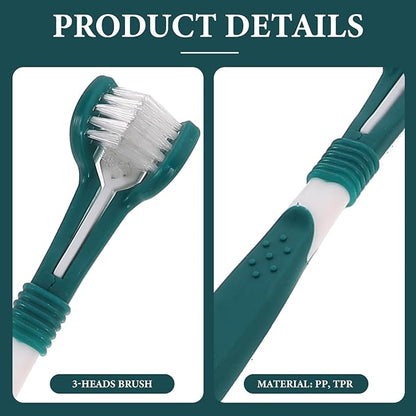 POPETPOP 5pcs 3-Sided Dog Toothbrush Cat Teeth Cleaning Brush Handle Toothbrushes Dental Care for Pets Puppy Kitten
