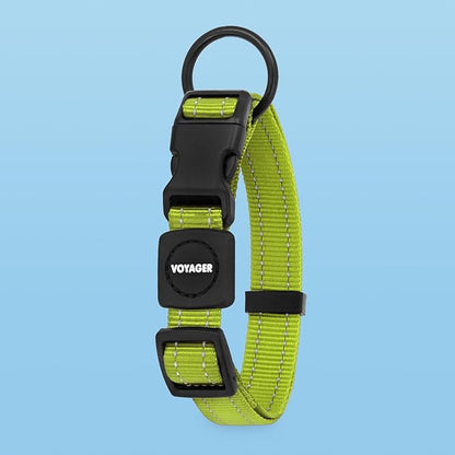 Voyager Reflective Dog Leash Collar Set with Neoprene Handle Supports Small, Medium, and Large Breed Puppies, Cute and Heavy Duty for Walking, Running, and Training - Lime Green, S