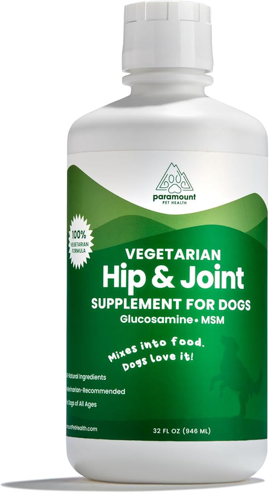 All-Natural Joint Pain Relief for Dogs - Vegetarian Glucosamine Without Shellfish - Msm Supplement for Pain - Vet Recommended Glucosamine Vegetarian - Arthritis Medicine & Glucosamine with Msm (32 oz)