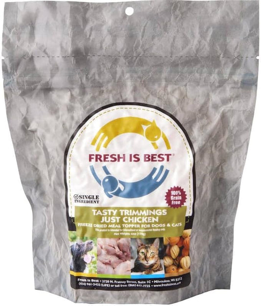 Fresh Is Best - Tasty Trimmings Freeze Dried Raw Meal Topper for Dogs & Cats - Just Chicken, 6 Ounces