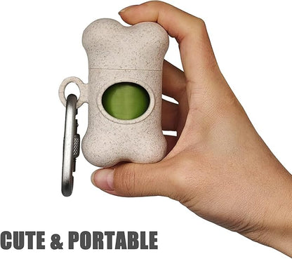 Bag Dispenser Dog Poop Bags Holder Dog Waste Bags Dispenser with Leak-Proof Green Poop Bags for Leash On The Go for Walking Dogs Outdoor (1 Holder 135 Bags, Wheat)